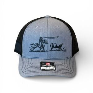 RICHARDSON 112 Heather Gray/Black Custom Ranch Roper Structured Trucker Hat